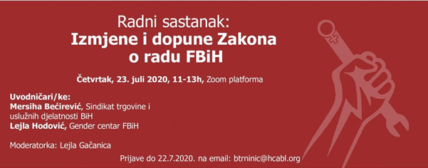 Online sastanak o izmjenama i dopunama Zakona o radu