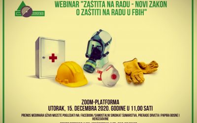 SSŠPDP BiH ODRŽAVA WEBINAR NA TEMU ZAŠTITE NA RADU